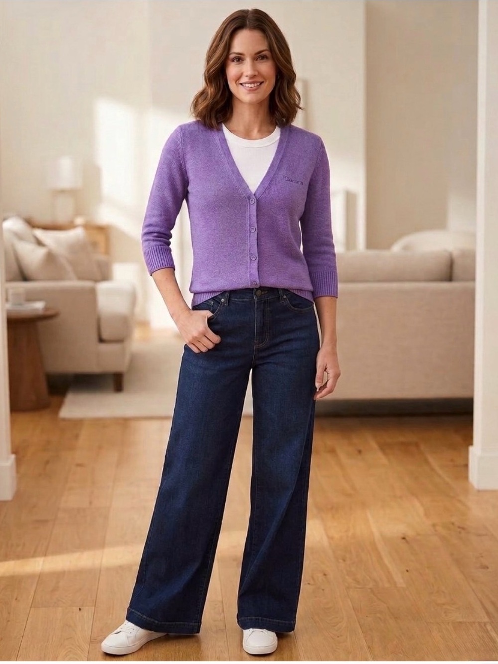 Talbots petite purple linen cardigan. Size S petite. NWOT.